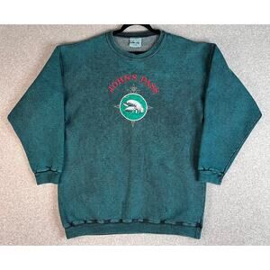 John’s Pass Florida Men’s XL MANATEE Graphic Sweatshirt Vintage USA Made Green